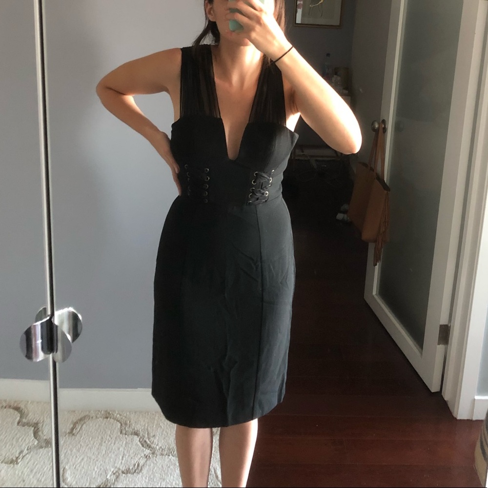 Black halo midi black dress